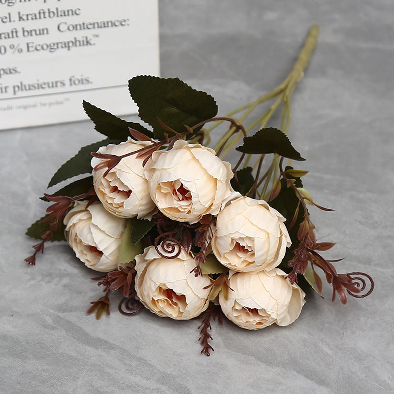 11" Realistic Peony Single Stem with 6 Blooms, Faux Silk Flower for Home Decor, Weddings & Events