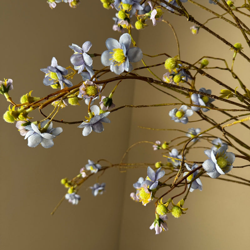 52" Single Stem Pearl Spiraea & Delphinium Artificial Flower, Silk Material, Wedding, Outdoor, Home Decor