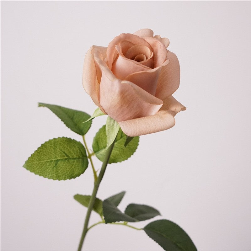 19" Single Stem Faux Silk Rose, Realistic Artificial Flower for Home Decor, Weddings & Events