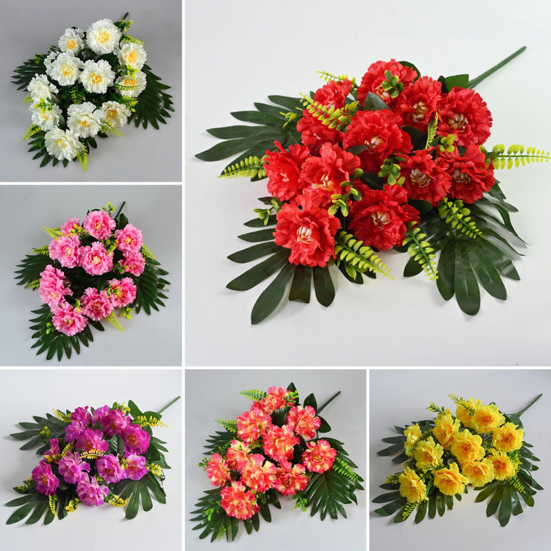 Artificial Peony Flower Bush with 12 Blooms, 20" Silk-Like Faux Floral Arrangement for Weddings, Home & Office Decor