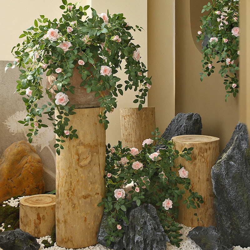 Guirlande de fleurs suspendues en rotin rose de 20 pouces en gros
