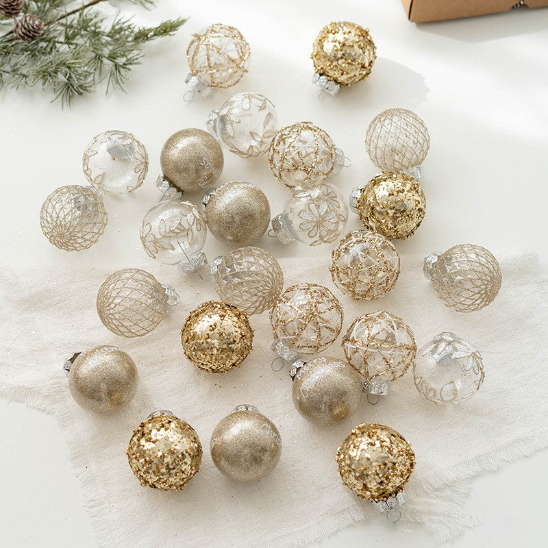 Bulk 25pcs Glitter Christmas Balls Ornaments Golden Hanging Ornaments Wholesale
