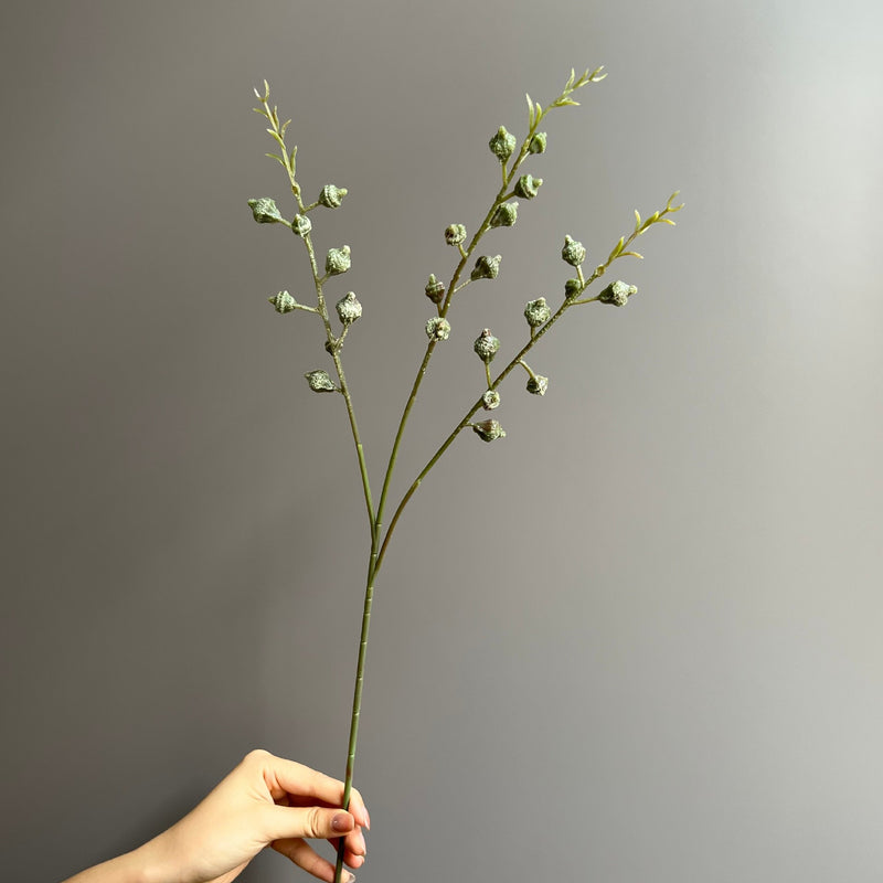 Artificial Eucalyptus Berry Bush, 3-Fork White Green Faux Stems, Set of 5 for Wedding & Home Decor