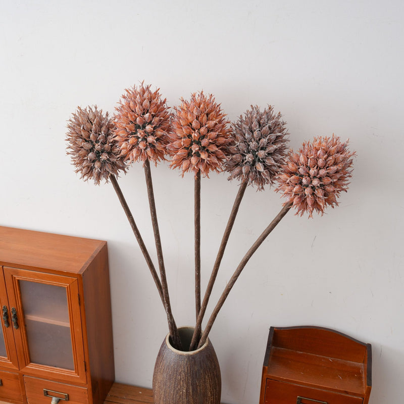 Artificial Bromeliad Fruit Stem, Single Stem Faux Allium Ball Flower, Modern Home, Wedding & Event Decor