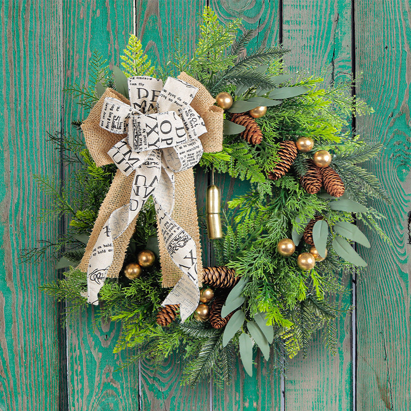 Christmas Pinecone Bell Wreath, 18" Rustic Holiday Door Hanging Decor, Farmhouse Christmas Garland for Front Door, Mantel & Holiday Parties