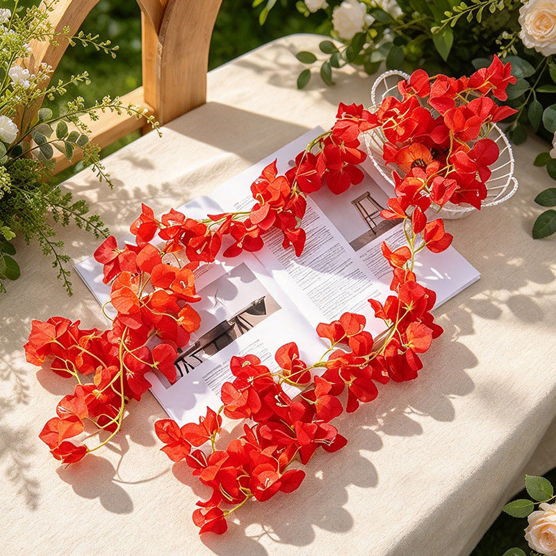 Artificial Bougainvillea Garland Vine, 6 ft Long, 135 Flower Heads, Hanging Faux Flowers for Wedding, Home & Window Display