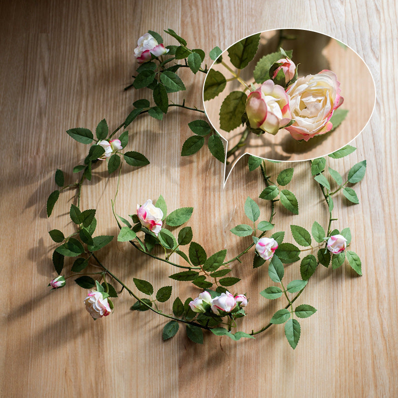 Artificial Angus Rose Vine Garland, 57" Silk-Like Faux Flower Garland for Wedding Arch, Backdrop, Home Decor