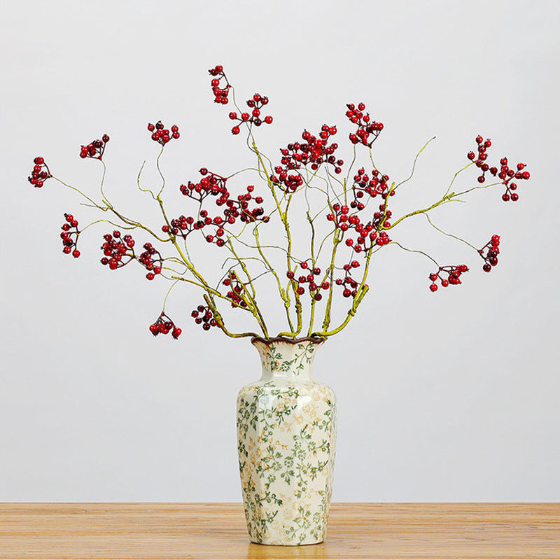 Artificial Winterberry Bush with 9 Blooms, 27.5 Inches, Foam Material, Indoor Decor for Home, Weddings, and Events