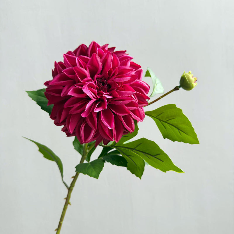 Artificial Dahlia Bush with 2 Blooms, 26" Silk-Like Faux Flowers for Home Decor, Wedding Arrangements & Commercial Displays