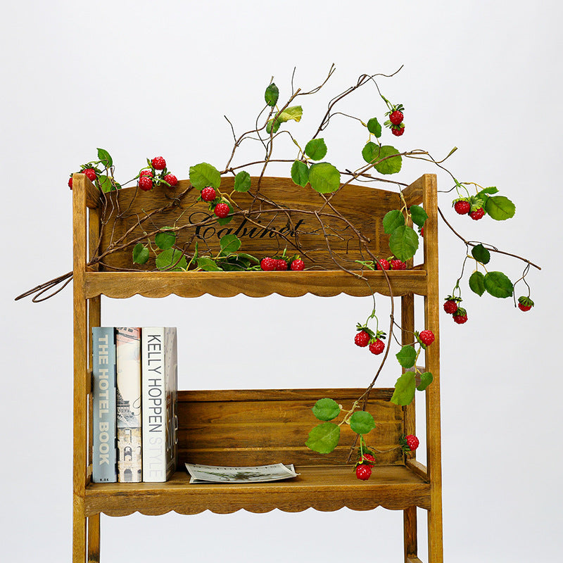 Artificial Raspberry Vine Garland with Berries and Leaves, 38 Inches Long, Rustic Home Decor, Wedding Arch, and Event Styling