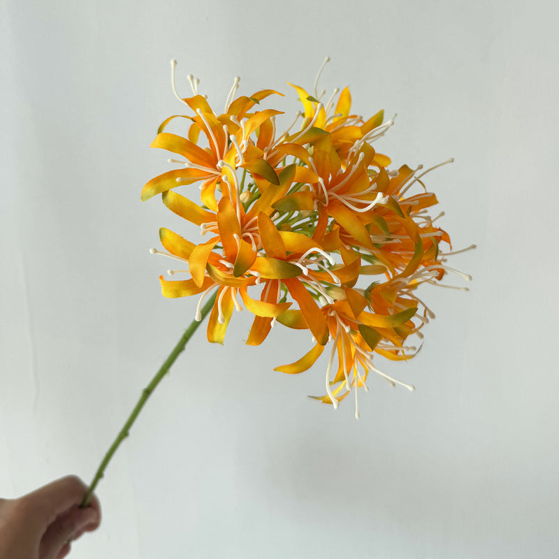 26" Faux Silk Lycoris Flower Bush, Retro Style, Perfect for Weddings, Events, and Home Decor