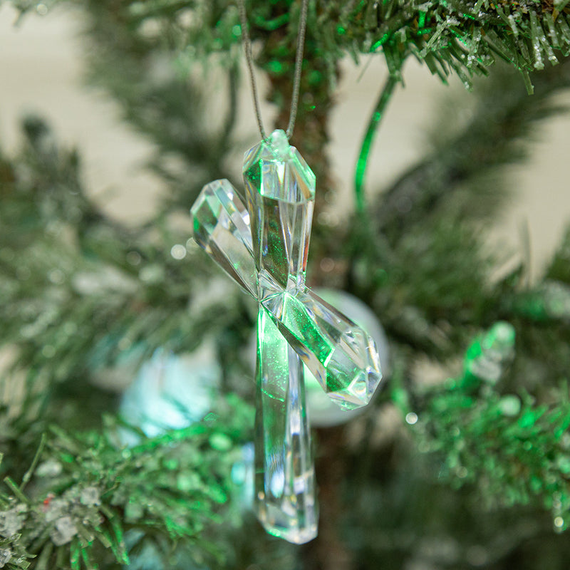 Bulk Christmas Ornaments Acrylic Transparent Cross Hanging Pendant Decoration for Xmas Party Decor Wholesale