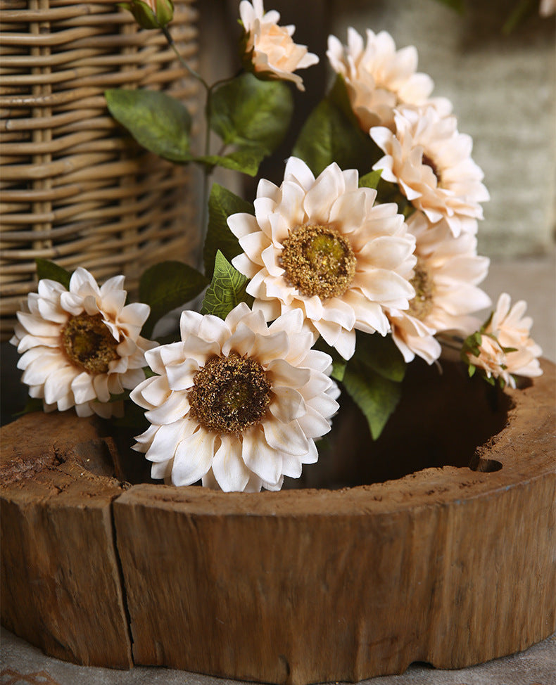 Bulk 18 inches Tall Sunflowers Bush Bouquet Artificial Sunflower Silk Flowers Autumn Decoration Wholesale