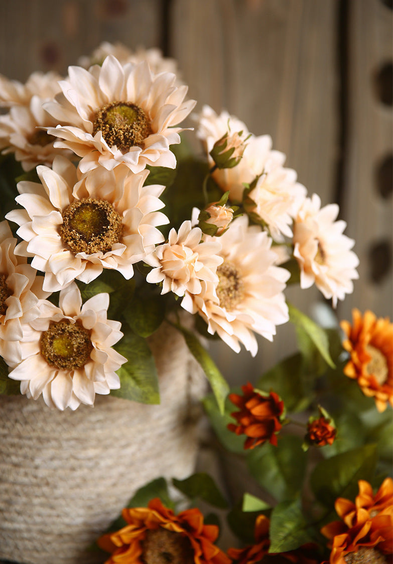 Bulk 18 inches Tall Sunflowers Bush Bouquet Artificial Sunflower Silk Flowers Autumn Decoration Wholesale