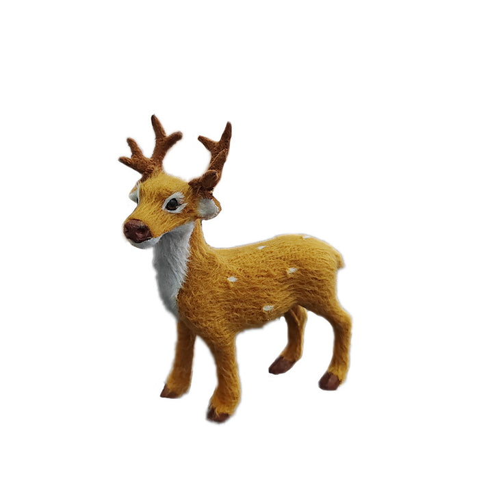 Bulk Christmas Simulation Sika Deer Ornament for Xmas Home Table Plush Toys Supplies Wholesale