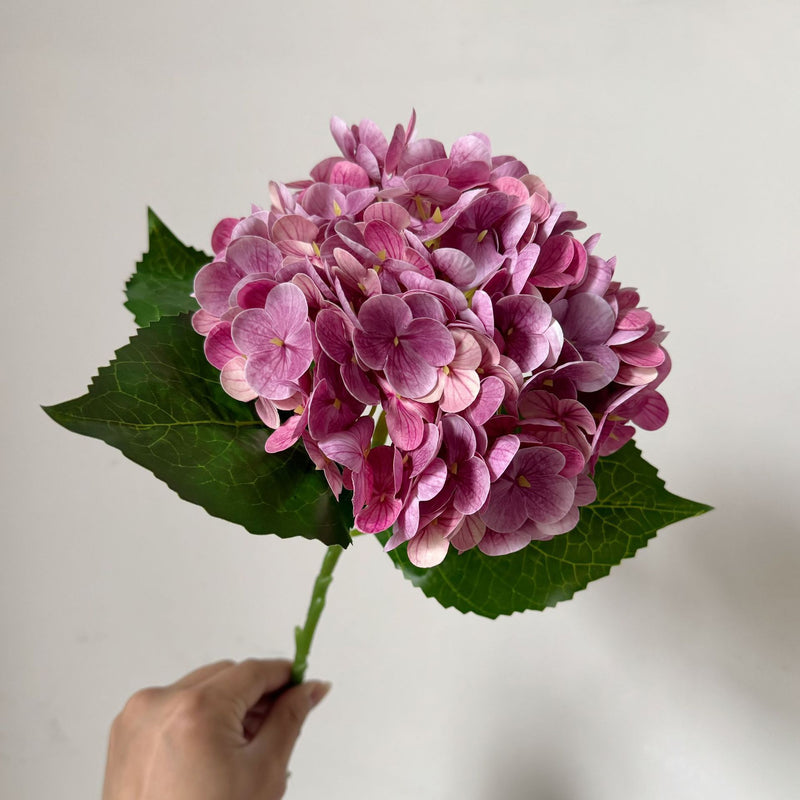 Single Stem Hydrangea Artificial Flower with 176 Blooms, 20" Silk-Like Faux Floral for Wedding Centerpieces & Home Decor