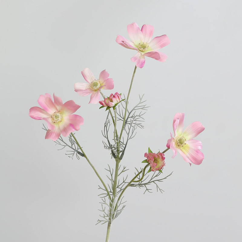 Artificial Cosmos Flowers, 6-Bloom Bush with Silk-Like Petals, 24" Tall for Home Decor, Weddings & Events