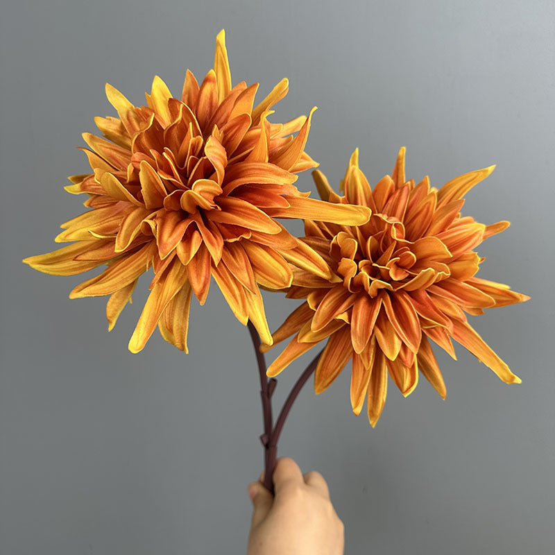 24" Single Stem PU Chrysanthemum Artificial Flower, Realistic Fake Bloom for Wedding Centerpieces, Home Decor, and Commercial Displays