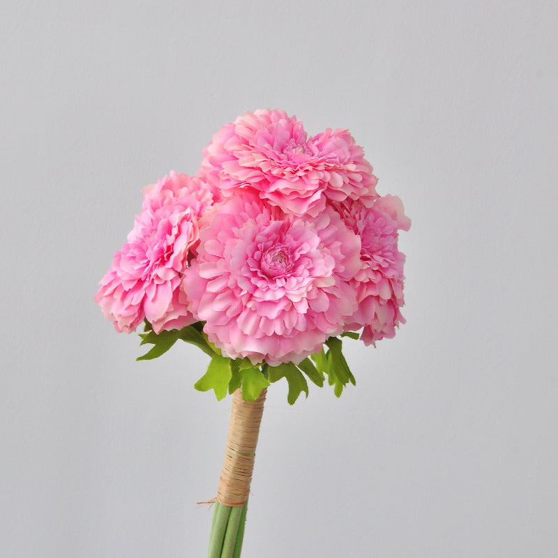 Faux Silk Marigold Bouquet, 12" Tall, Yellow/Magenta/Champagne - DIY Wedding, Home & Office Decor