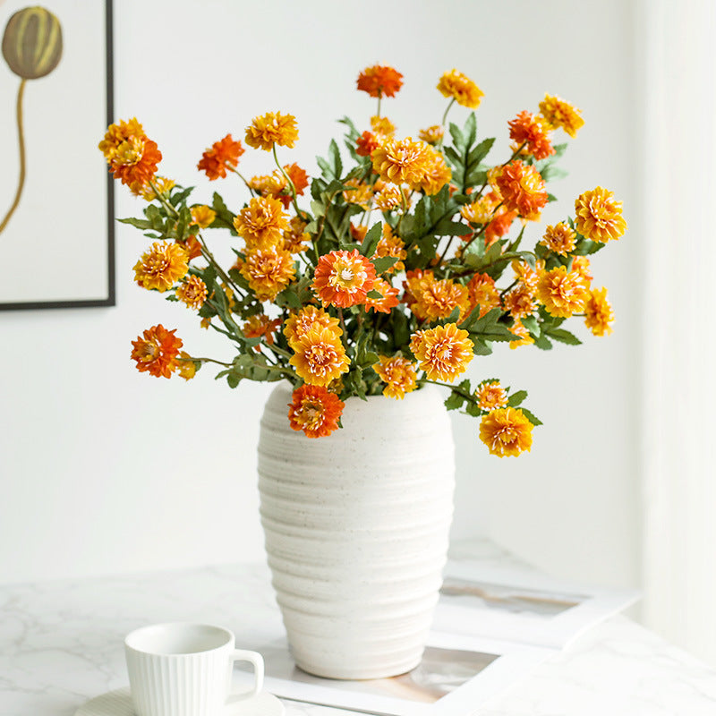 Icelandic Daisy Artificial Flowers, 20" Realistic Silk Bush for Home Decor, Weddings, Outdoor Events, Set of 8 Blooms, Bendable Stems, Allergy-Friendly (Champagne/Orange/Red/Yellow)