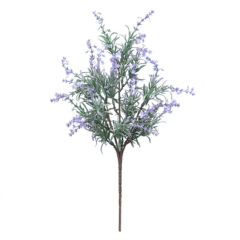 Single Stem Artificial Lavender & Water Grass, 18.5" Realistic Faux Floral for Home Decor, Weddings & Events