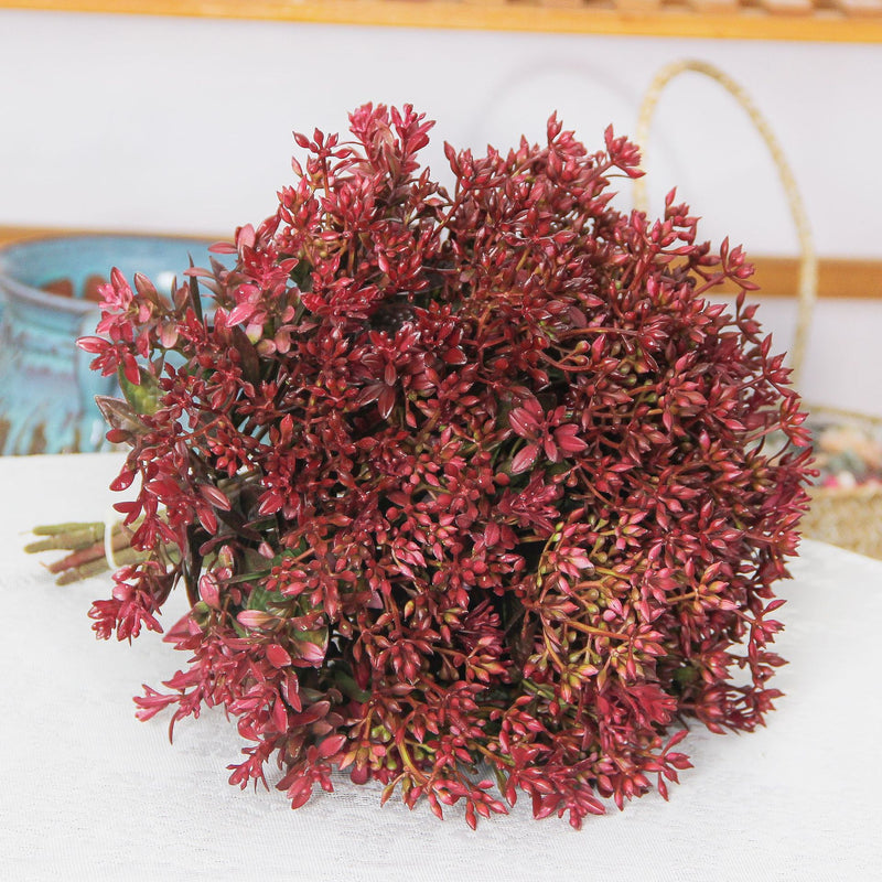 Artificial Kalanchoe Bush with 15 Blooms, Faux Flowering Plant Stem for Vases, Wedding & Home Decor