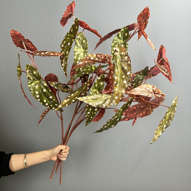Artificial Begonia Bush with Lifelike Leaves, 28" Height for Home Decor, Wedding Centerpieces & Commercial Displays
