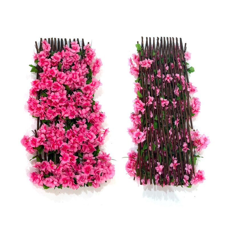 Artificial Cherry Blossom Expandable Fence Panel, Faux Silk Flower Trellis for Garden, Balcony, Patio & Party Decor