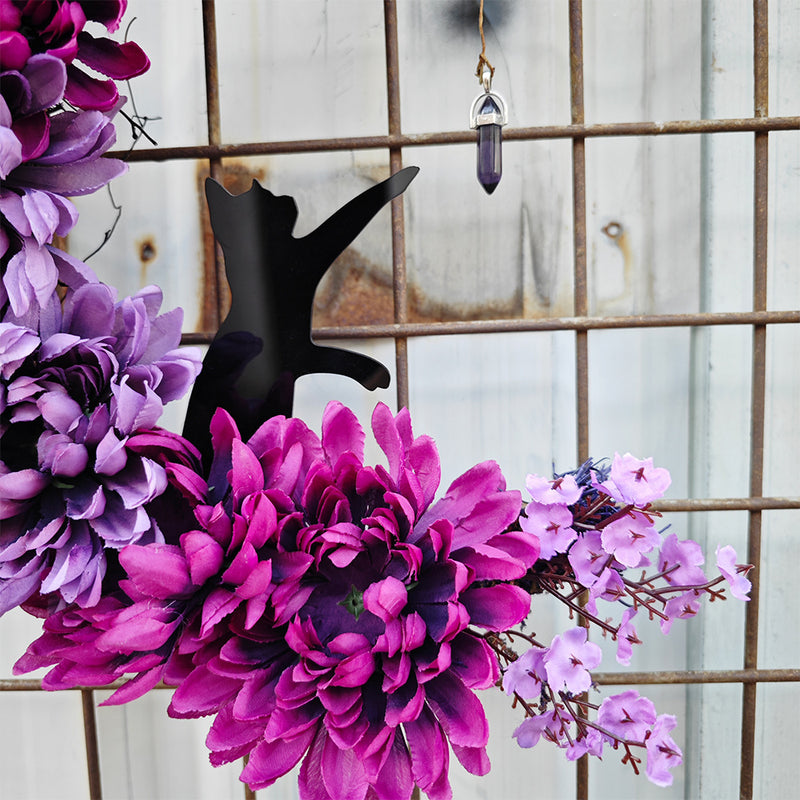 Bulk 14" Moon Cat Halloween Wreath Glowing Wreath for Front Door Artificial Flower Rattan Wreath Halloween Decor Wholesale