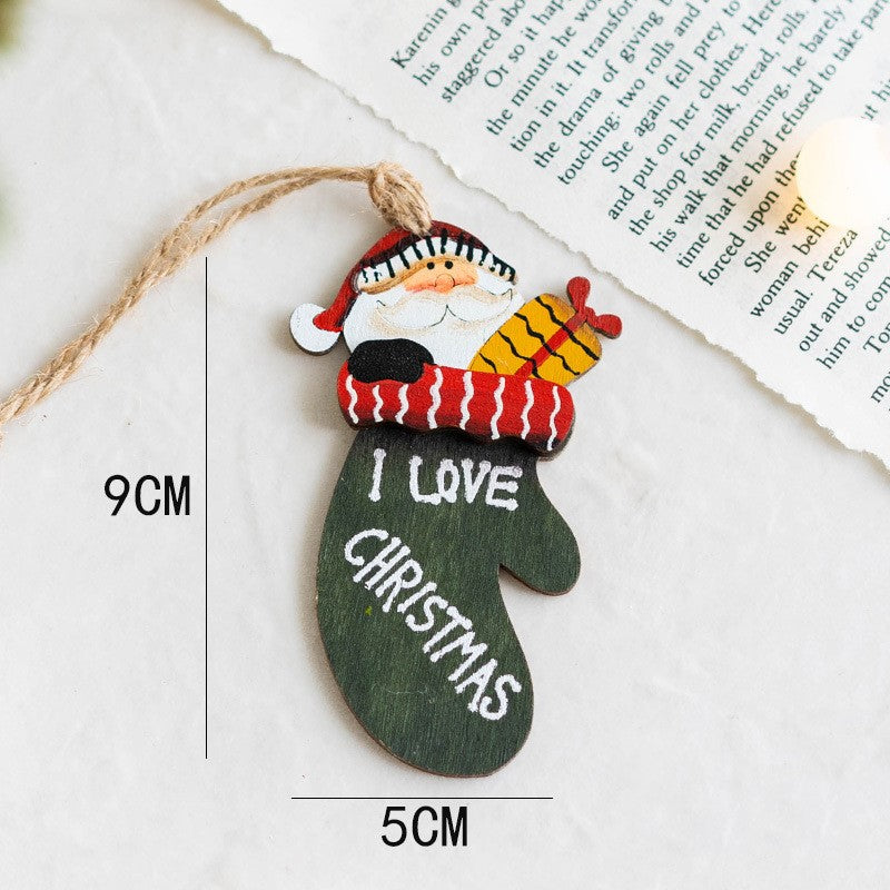 Lot de 14 décorations de Noël à suspendre avec ficelle en bois pour décoration de fête du Nouvel An