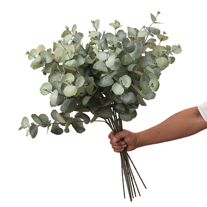 Artificial Eucalyptus Leaf Bush, Bendable Faux Greenery Branch, Indoor Wedding & Home Decor
