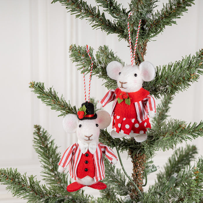 Bulk Christmas Felt Mice Ornaments for Christmas Tree Wreath Home Party Supplies Hanging Decor Wholesale