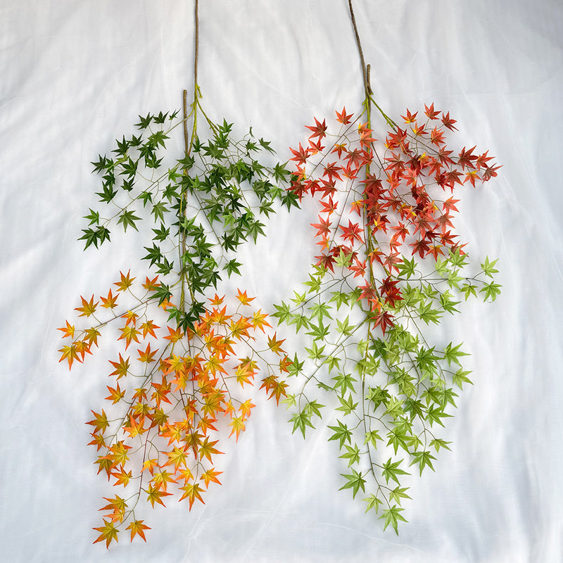 Artificial Maple Leaf Stem, Single Fall Foliage Branch 43" Tall, Silk-Like Fabric for Wedding Decor, Home & Office