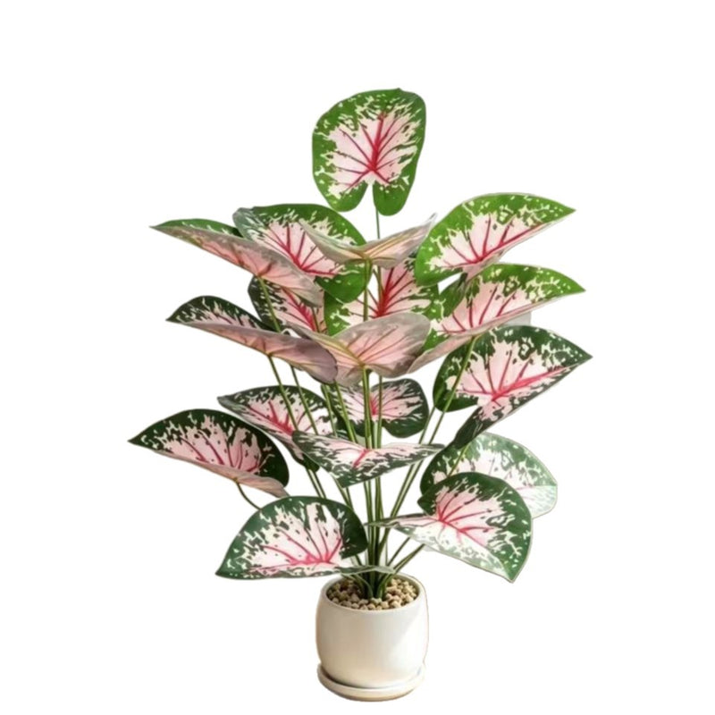 Pink Caladium Artificial Plant, 12" Tall, 21" Length, Plastic & PVC, Indoor Outdoor Decor, Wedding, Home, Office, Commercial Space