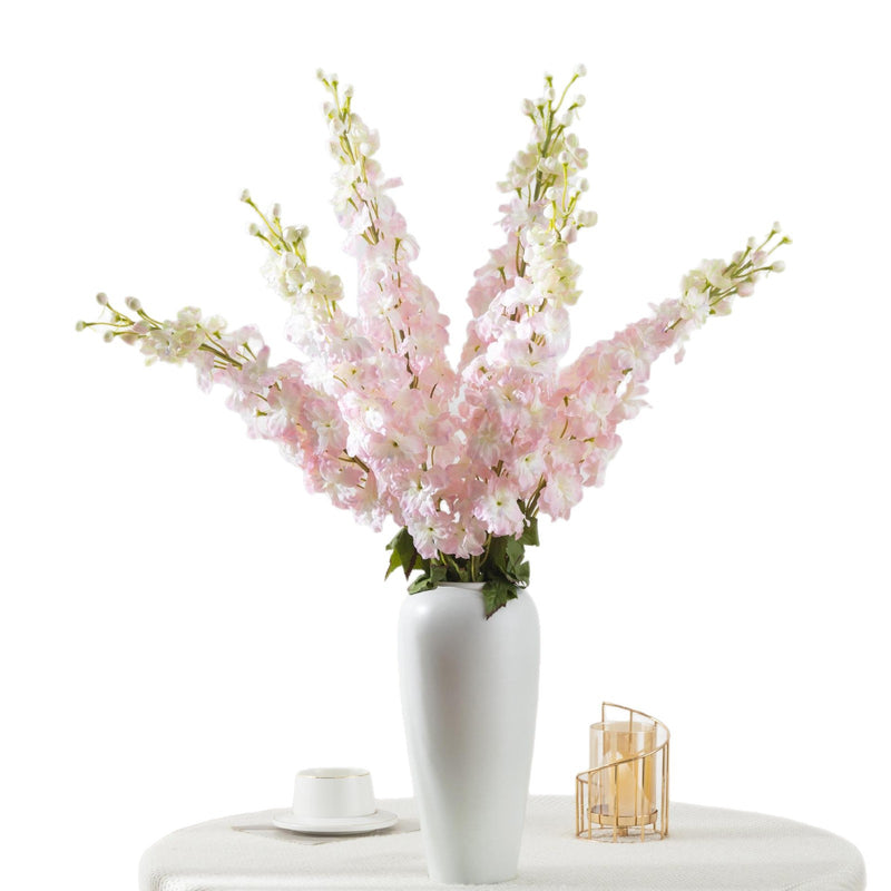 45" Artificial Delphinium Bush, Faux Silk Flower Arrangement for Weddings, Home Decor & Events