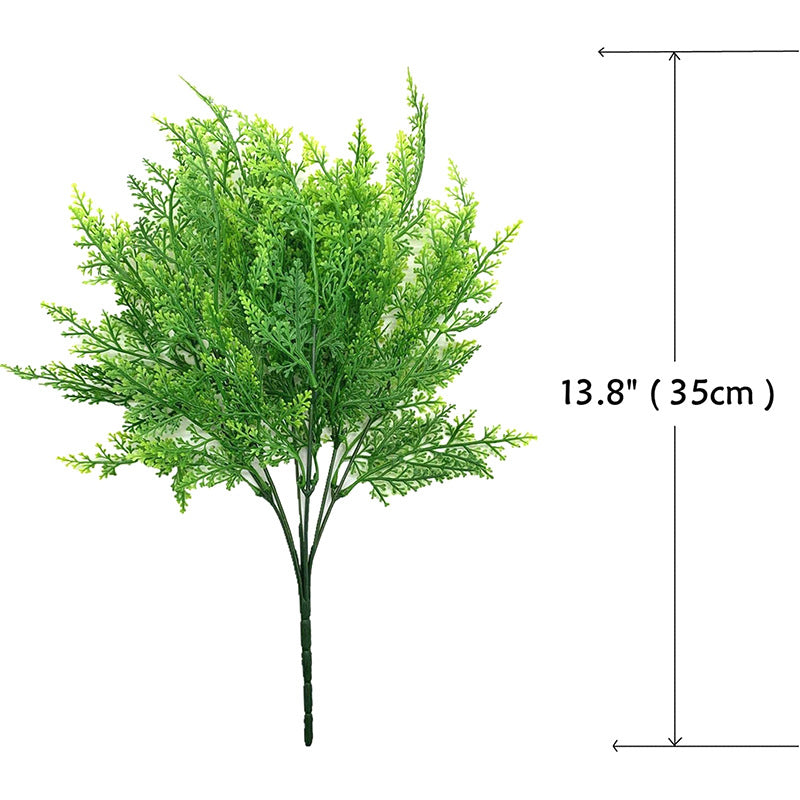 Artificial Boston Fern Bush, 7-Prong Faux Greenery Stem, Plastic Indoor Outdoor Foliage for Wedding, Home Decor