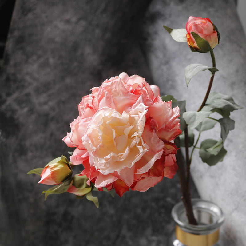 Luxury Peony Bush with 4 Blooms, 24" Tall Artificial Silk Flowers for Wedding Centerpieces, Home Decor & Events