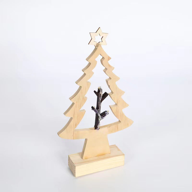 Bulk Hollow-out Xmas Tree Ornaments with Top Five-pointed Star for Home Tabletop Decor Gifts Wholesale