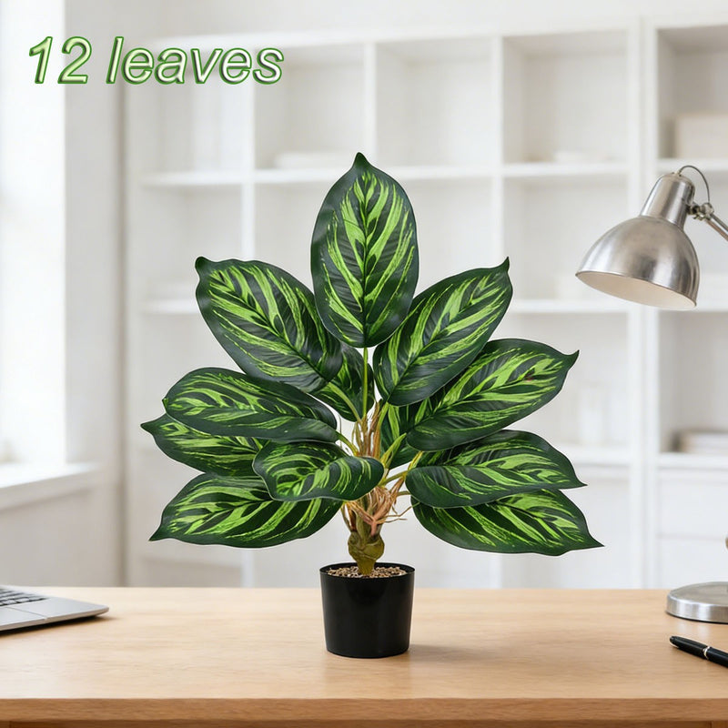 17" Artificial Traveler's Palm Bush with 12 Realistic Leaves, Indoor/Outdoor Decor for Home, Office & Events