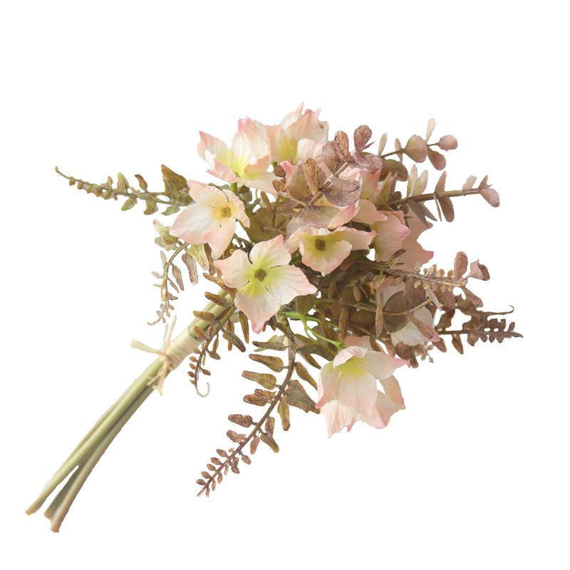 Artificial Hydrangea & Eucalyptus Bouquet, 13" Rustic Farmhouse Floral Arrangement for Weddings, Home Decor, Centerpieces