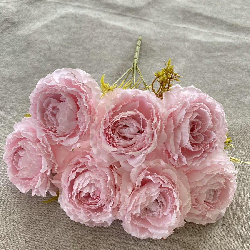 16" Silk Peony Bush with 7 Blooms, Artificial Flowers for Weddings & Home Decor, Realistic Faux Floral Arrangement
