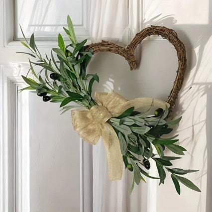 Artificial Olive Leaf Garland, 18" Rustic Vine Wreath for Seasonal Home Decor, Weddings & Events