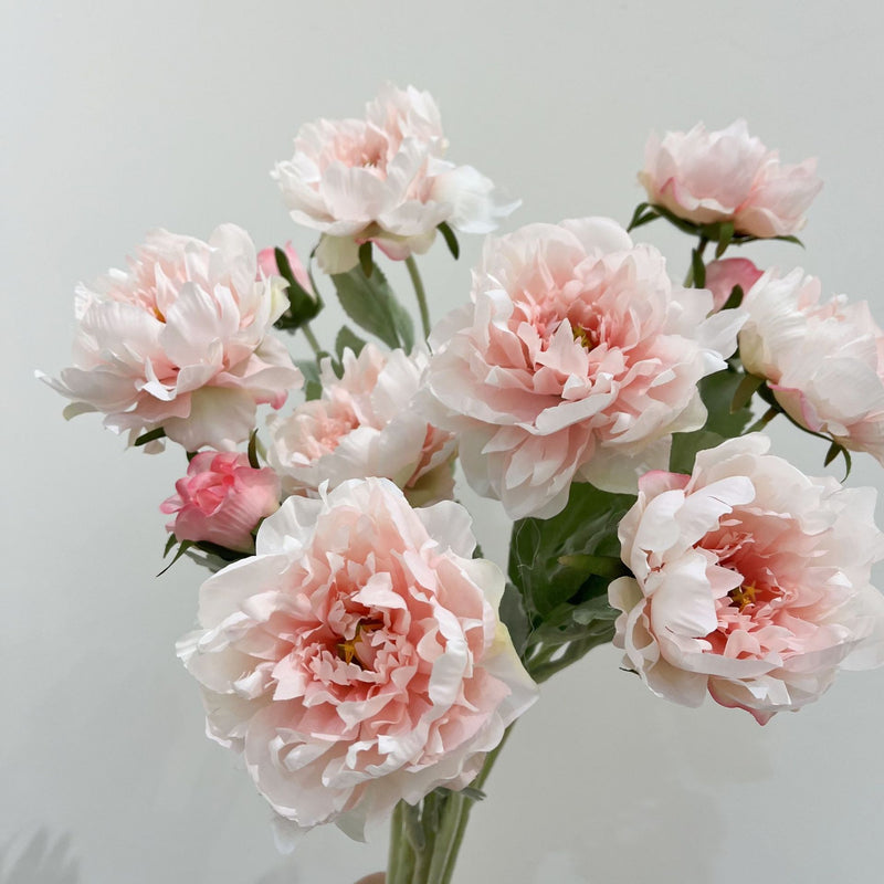 Single Stem Artificial Peony with 3 Blooms, Silk-Like Fabric, 20" Tall, Perfect for Home Decor, Weddings, and Events