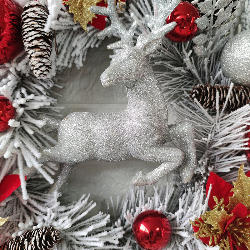 Bulk Christmas Wreaths Elk Cedar Pinecones Glitter Poinsettias Flowers Artificial Wreaths for Front Door Wall Hanging Holiday Party Decoration Wholesale