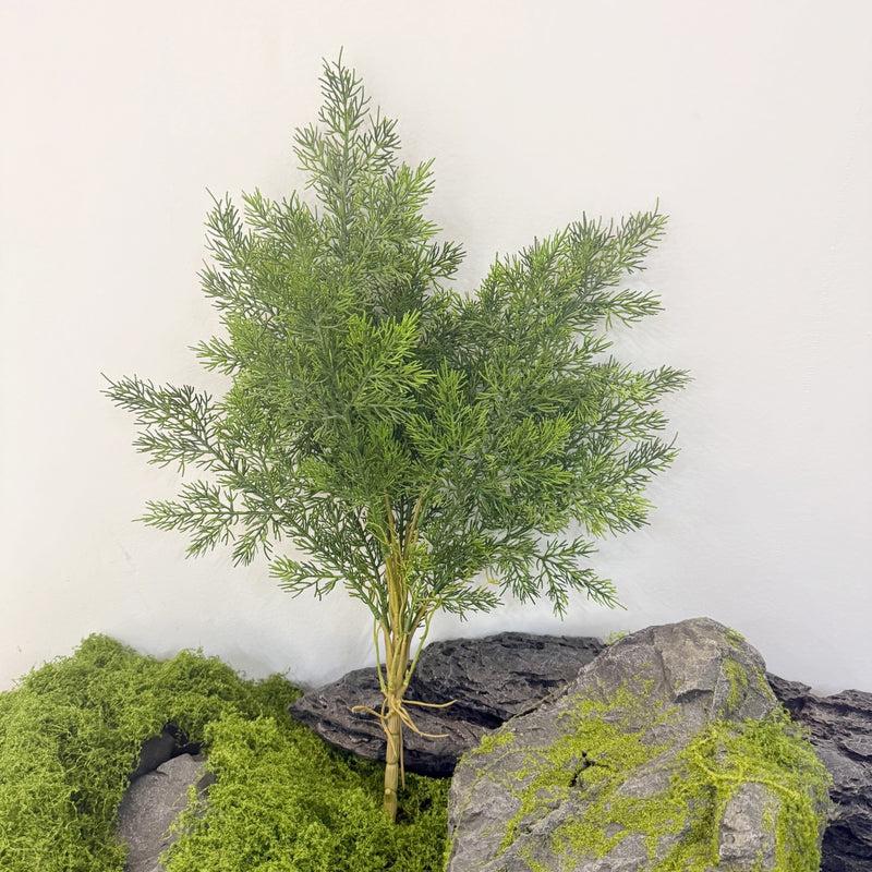 Artificial Asparagus Fern Bush, Faux Pine Needle Greenery Stem in Plastic, for Plant Walls, Floral Design & Home Decor