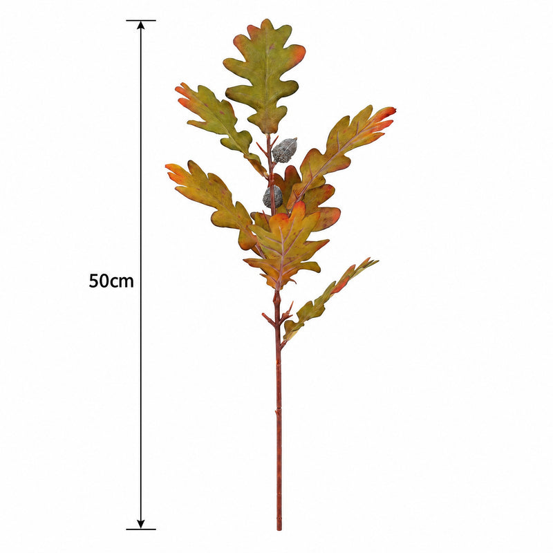 Artificial Autumn Leaf Branch, Rubber Tree Foliage Bush, Single Pick in Faux Silk Fabric, for Vase Arrangements & Fall Decor