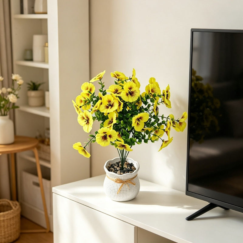 Artificial Eucalyptus Single Stem with 3 Blooms, 14" Silk-Like Faux Greenery for Wedding Centerpieces, Home Decor