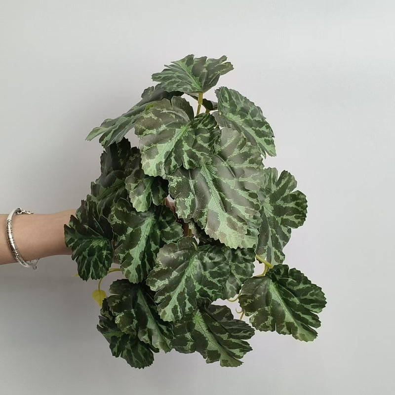 Single Stem Begonia Leaf Artificial Greenery, 12 Inches, Plastic, for Home & Commercial Decor