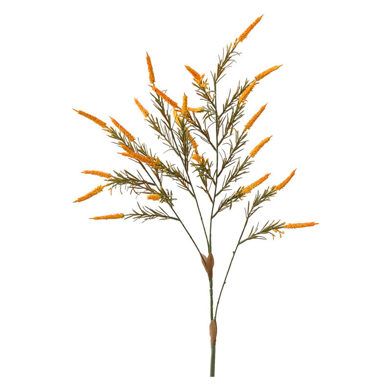 Artificial Sage & Foxtail Grass Stem, Soft PVC Faux Greenery Spray in Orange or Red, Bendable Stem for Fall Decor, Wedding & Vase Arrangements