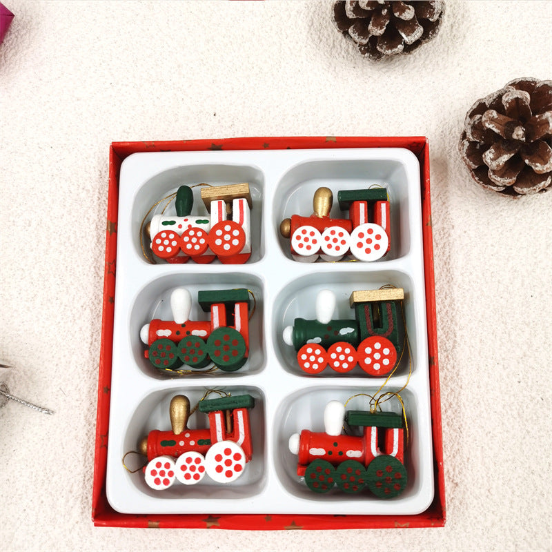 Lot de 6 trains de Noël à faire soi-même en bois pour décoration de Noël, vente en gros